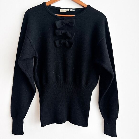 Vintage PORTS International Black Bow Detail Wool Sweater M - Picture 3 of 7